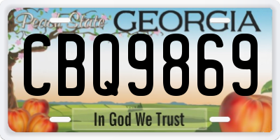 GA license plate CBQ9869