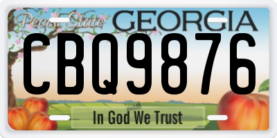 GA license plate CBQ9876