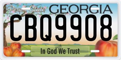 GA license plate CBQ9908