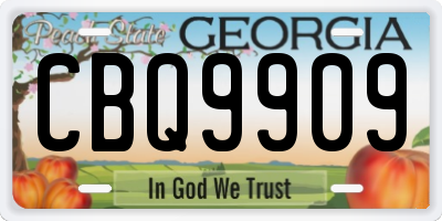 GA license plate CBQ9909
