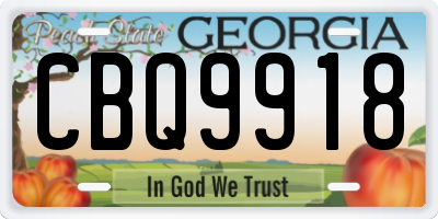 GA license plate CBQ9918