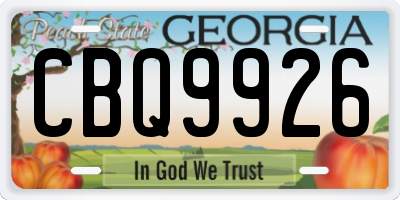 GA license plate CBQ9926