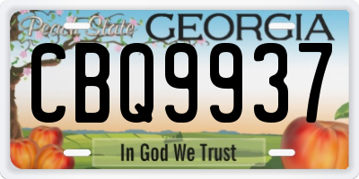 GA license plate CBQ9937