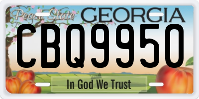 GA license plate CBQ9950