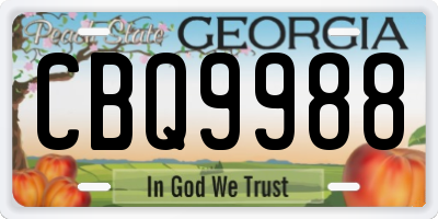 GA license plate CBQ9988