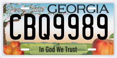 GA license plate CBQ9989