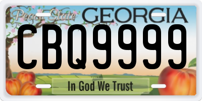 GA license plate CBQ9999