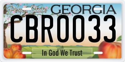 GA license plate CBR0033