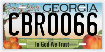 GA license plate CBR0066