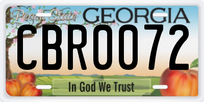 GA license plate CBR0072