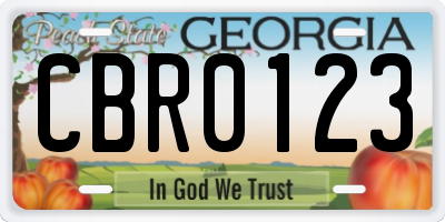 GA license plate CBR0123