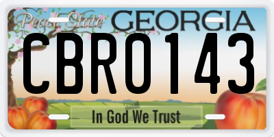 GA license plate CBR0143