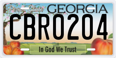 GA license plate CBR0204