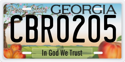 GA license plate CBR0205
