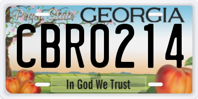 GA license plate CBR0214
