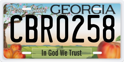 GA license plate CBR0258