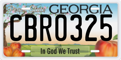 GA license plate CBR0325