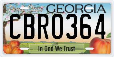 GA license plate CBR0364
