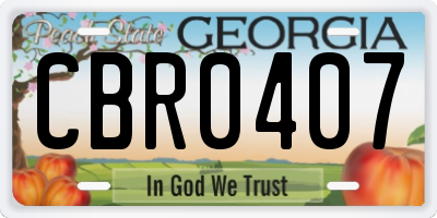 GA license plate CBR0407