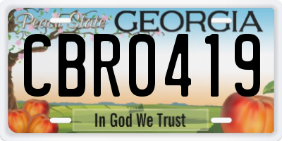 GA license plate CBR0419
