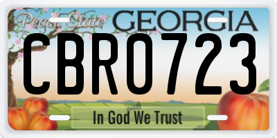 GA license plate CBR0723