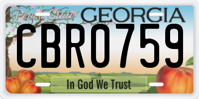 GA license plate CBR0759