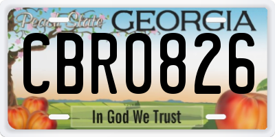 GA license plate CBR0826