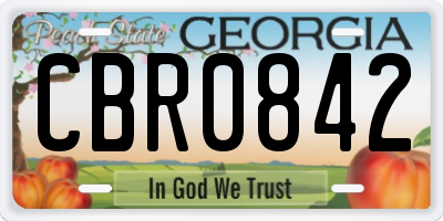 GA license plate CBR0842