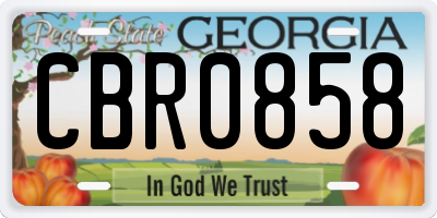 GA license plate CBR0858