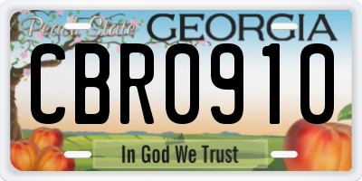 GA license plate CBR0910