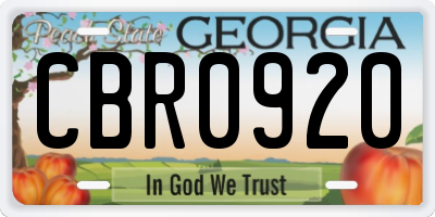 GA license plate CBR0920