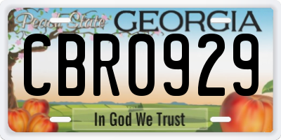 GA license plate CBR0929