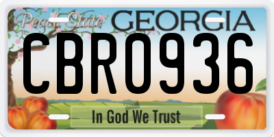 GA license plate CBR0936