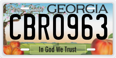 GA license plate CBR0963