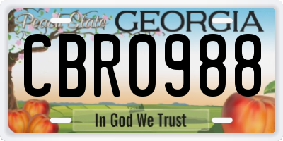 GA license plate CBR0988