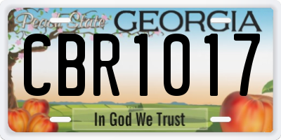 GA license plate CBR1017