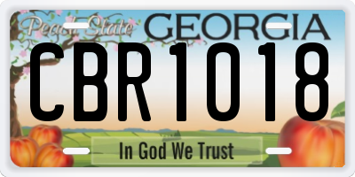 GA license plate CBR1018