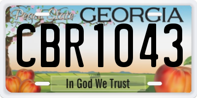 GA license plate CBR1043