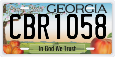 GA license plate CBR1058