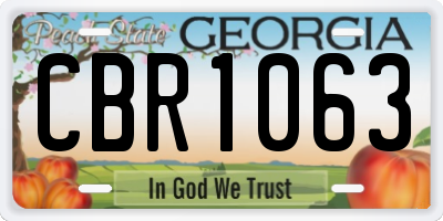 GA license plate CBR1063