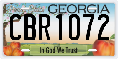 GA license plate CBR1072