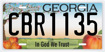 GA license plate CBR1135