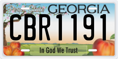 GA license plate CBR1191