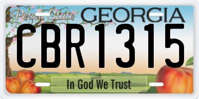 GA license plate CBR1315