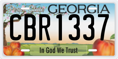 GA license plate CBR1337