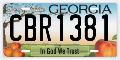 GA license plate CBR1381