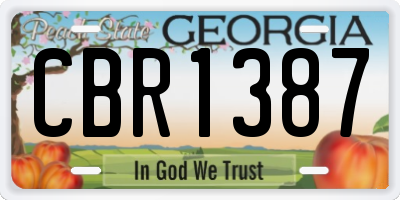 GA license plate CBR1387
