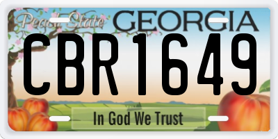 GA license plate CBR1649