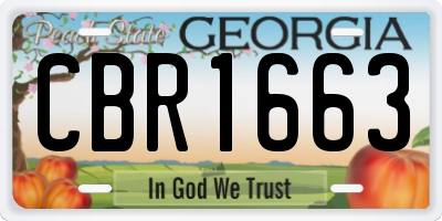 GA license plate CBR1663
