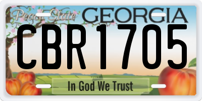 GA license plate CBR1705